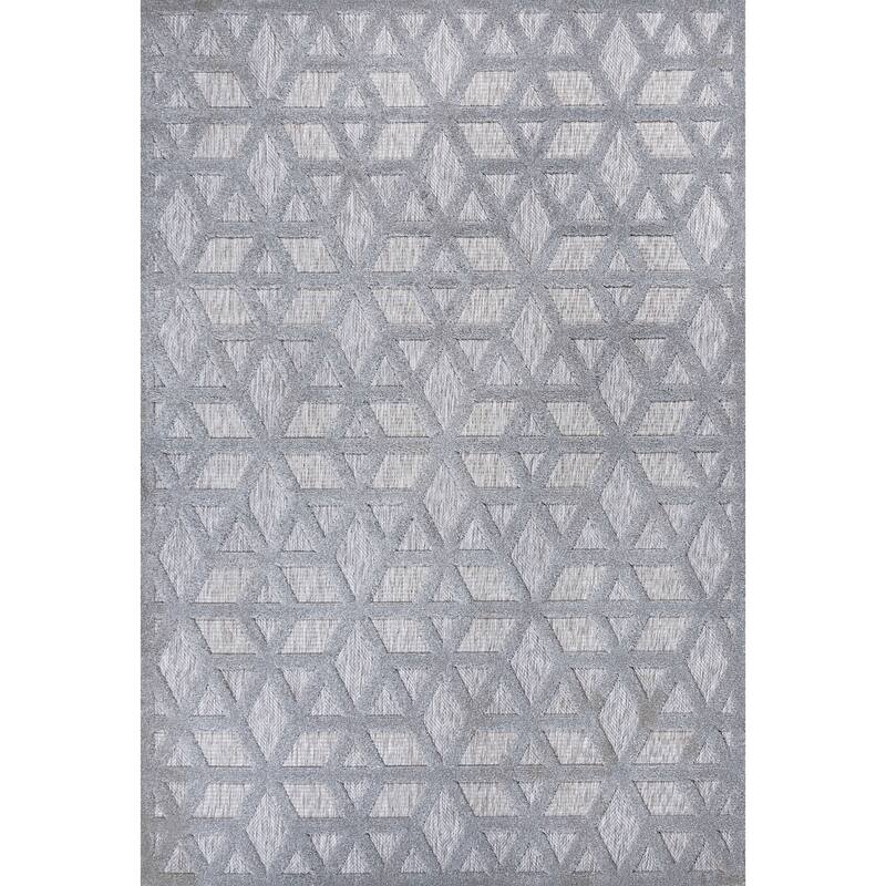 JONATHAN Y Peralta Neutral Geometric Indoor/Outdoor Area Rug - 8 X 10 - Light Gray