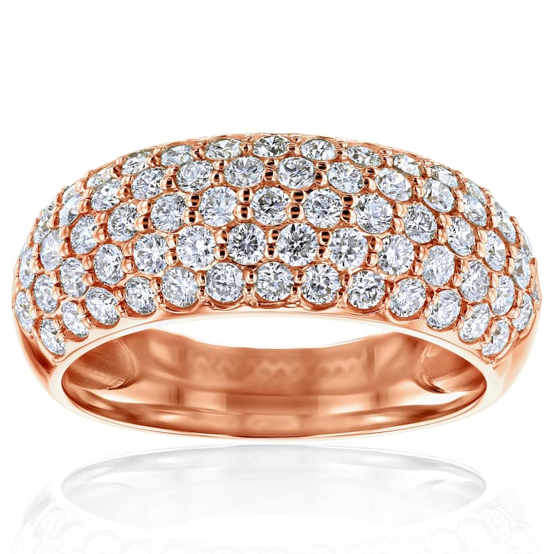 Kobelli 1.25 Carat Lab Grown Diamond 14k Solid Gold Multi-row Wide Puff Band (DEF/VS)