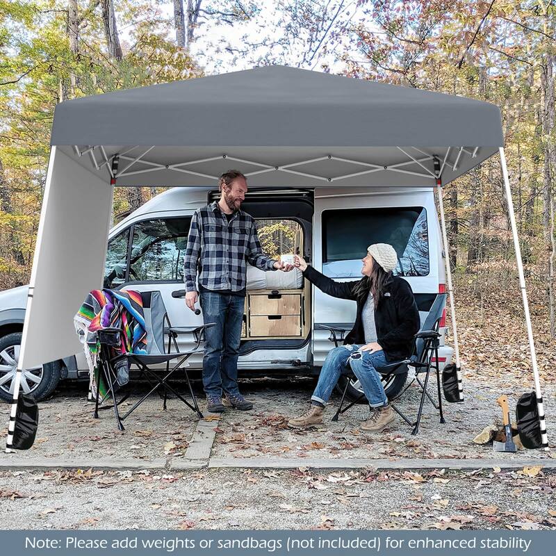 Costway 10 X 10FT Pop up Canopy Tent with 1 Sidewall, Portable - See Details