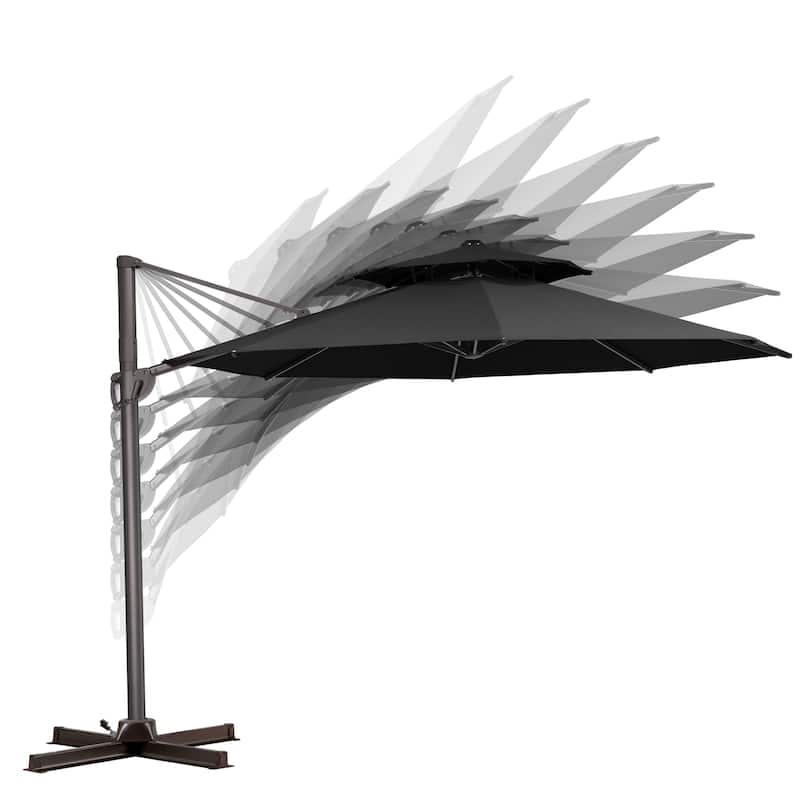 Pellebant Outdoor Round Cantilever Umbrella with Double Top
