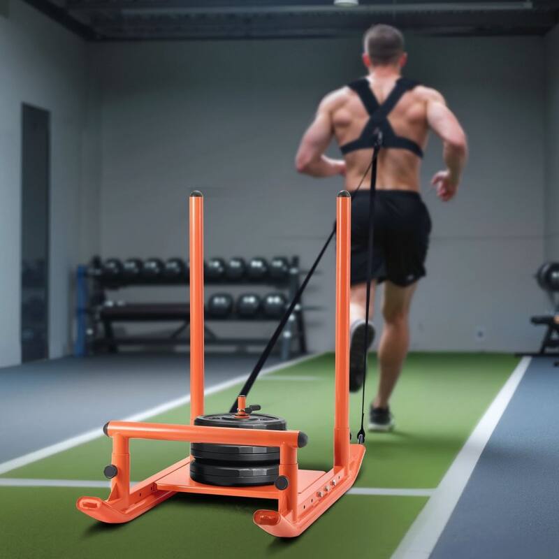 Steel Speed Training Sled with Adjustable Harness and Shoulder Straps for Strength Workouts - 40.6” x 26” x 40.9”