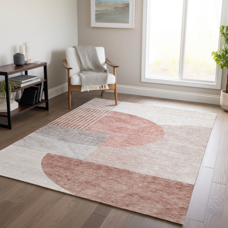 Machine Washable Indoor/ Outdoor Chantille Contemporary Deco Rug - Copper - 3' x 5'
