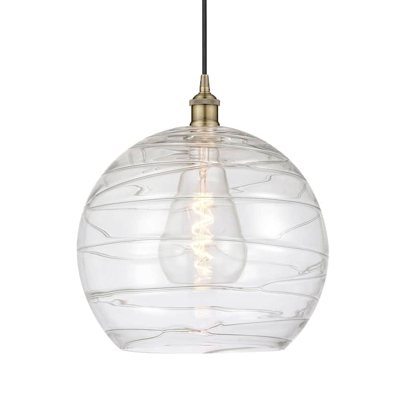 Innovations Lighting 616-1P-16-13 Athens Pendant Athens 13" Wide - Antique Brass / Clear Deco Swirl