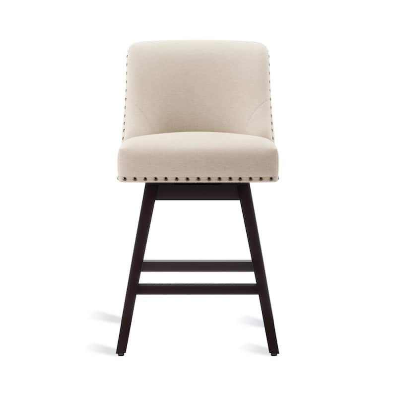 26 in. Fabric Upholstered Counter Height Swivel Bar Stool with Footrest - 19.6"D x 19.6"W x 37"H
