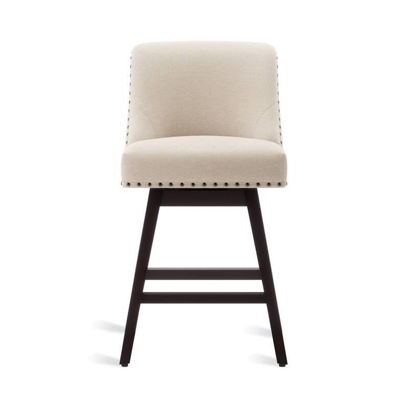 Modern 26 in. H Counter Height Bar Stools Upholstered 360 Free Swivel Counter Stools with Nailhead Trim