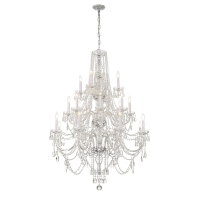 Traditional Crystal 20 Light Polished Chrome Chandelier - 37"W x 52.5"H