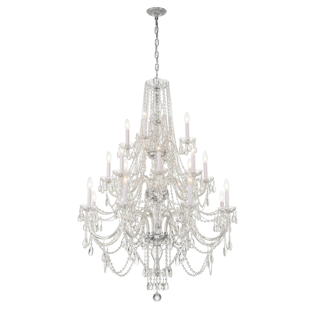 Traditional Crystal 20 Light Polished Chrome Chandelier - 37"W x 52.5"H