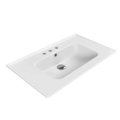 Nameeks CeraStyle 042300-U-Three Hole Blue 31-1/2" Rectangular Ceramic