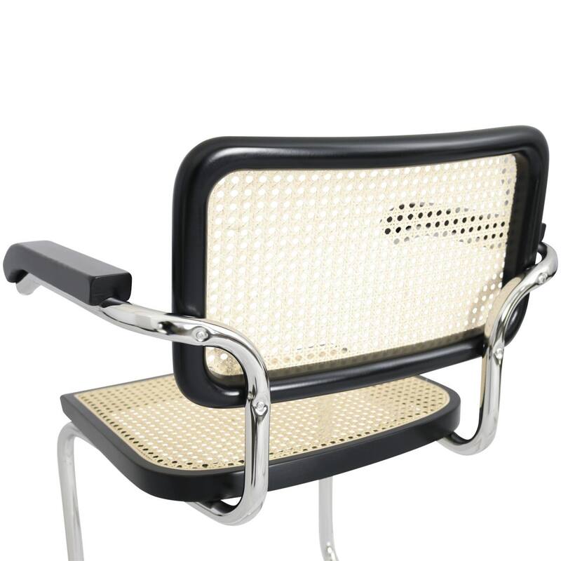 Breuer Chair Company Marcel Breuer Cesca Cane Cantilever Armchair Arm Chair w/ Chrome Steel Frame (Various Wood & Cane Colors)
