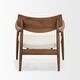 preview thumbnail 3 of 4, Haggen Medium Brown Oak Wood w/ Cream Fabric Accent Chair - 27.6L x 26.8W x 28.4H