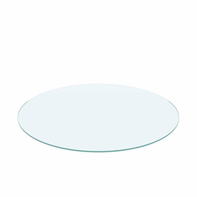 24" Inch Round Tempered Glass Table Top Clear Glass 1/4" Inch Thick Flat Polished Edge - Transparent