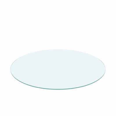 24" Inch Round Tempered Glass Table Top Clear Glass 1/4" Inch Thick Flat Polished Edge