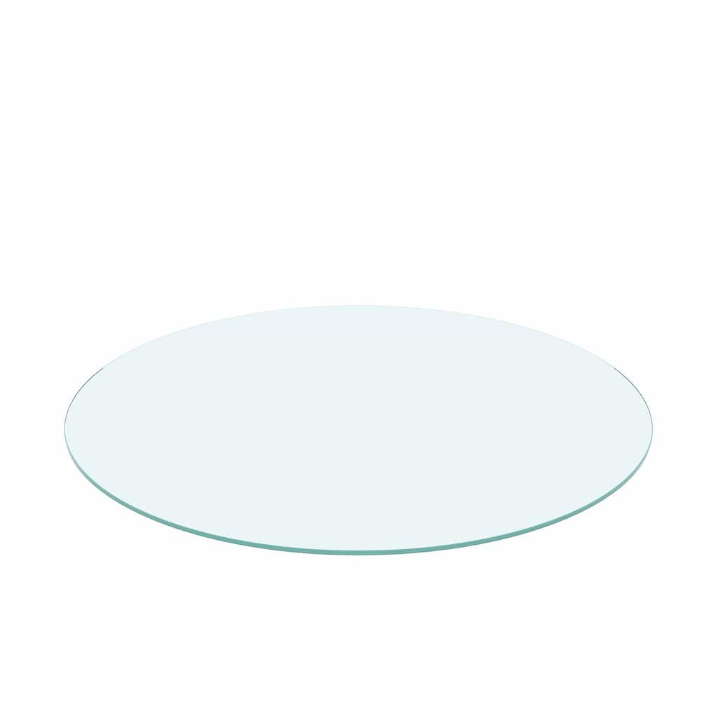 24" Inch Round Tempered Glass Table Top Clear Glass 1/4" Inch Thick Flat Polished Edge