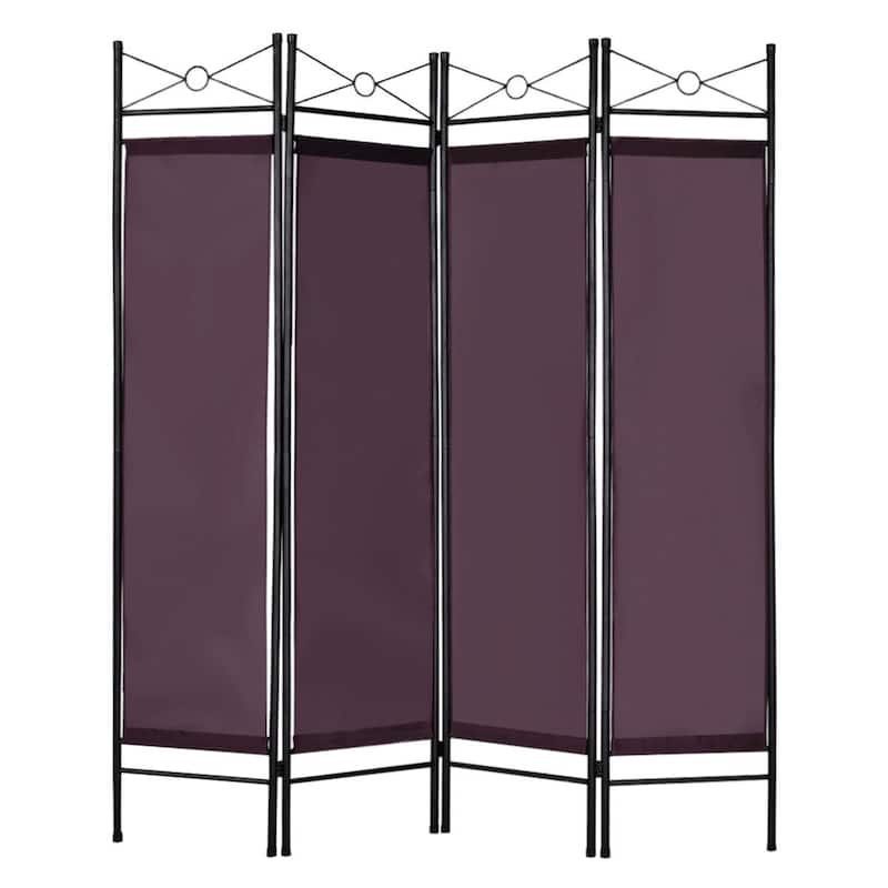 Costway Brown 4 Panel Room Divider Privacy Screen Home Office Fabric - see details - Brown - see details