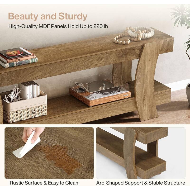 63" TV Stand with Storage, Farmhouse Wooden Media Console for 55/60/65/70-Inch TVs