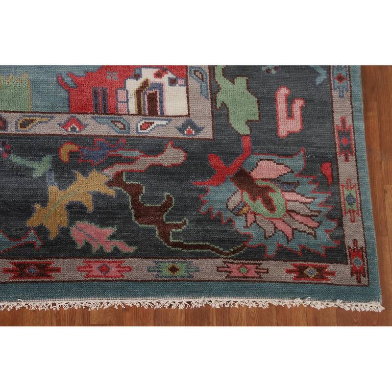 All-Over Oushak Oriental Area Rug Hand-Knotted Wool Carpet - 8'4" x 9'9"