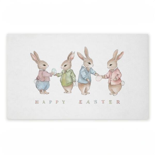 slide 2 of 9, Stupell Minimal Happy Easter Bunnies Printed Outdoor Door Mat, design by Leah Straatsma, 18"x30" Multi-Color