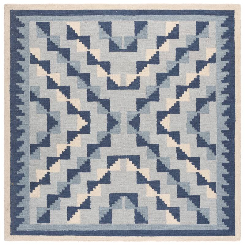 SAFAVIEH Handmade Kenya Ailbhe Wool Rug - 7' Square - Blue/Ivory