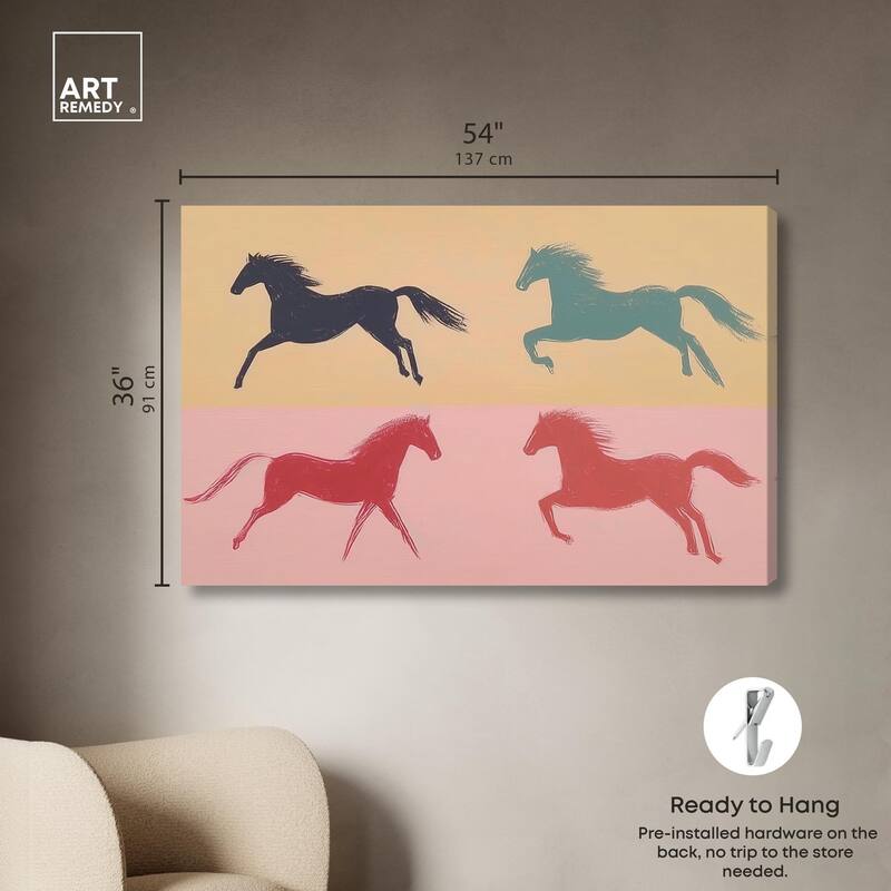 Galloping Quartet Canvas by Art Remedy, Gallery Wrapped