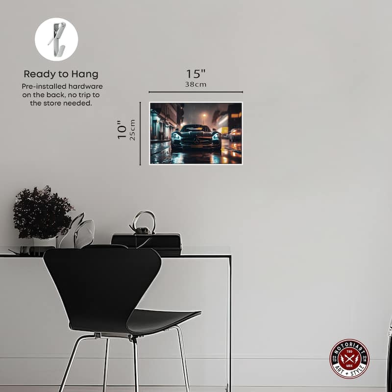 Notoriart Drive Through The Town Framed Car 1 Piece Canvas Wall Art