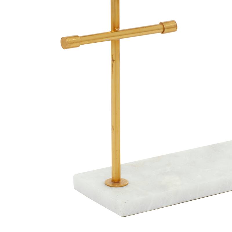 Gold Marble Jewelry Stand with Rectangular Base