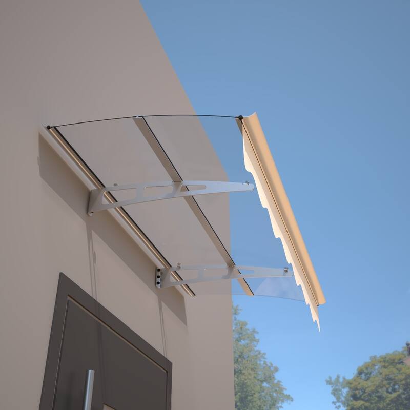 Wall-mounted window and door awnings for masonry and concrete walls