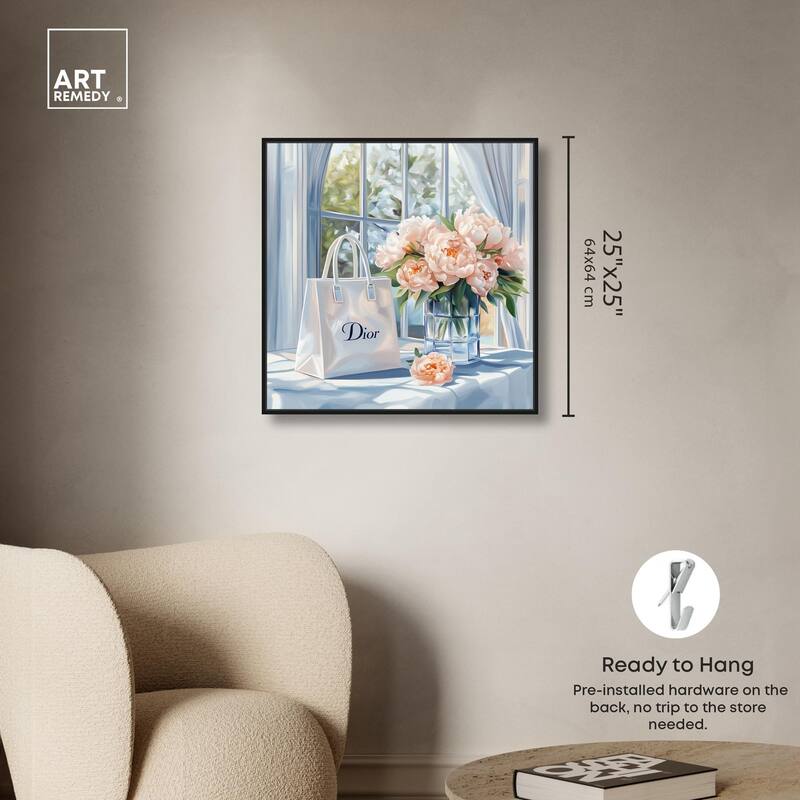 Bag and Peonies Canvas by Art Remedy