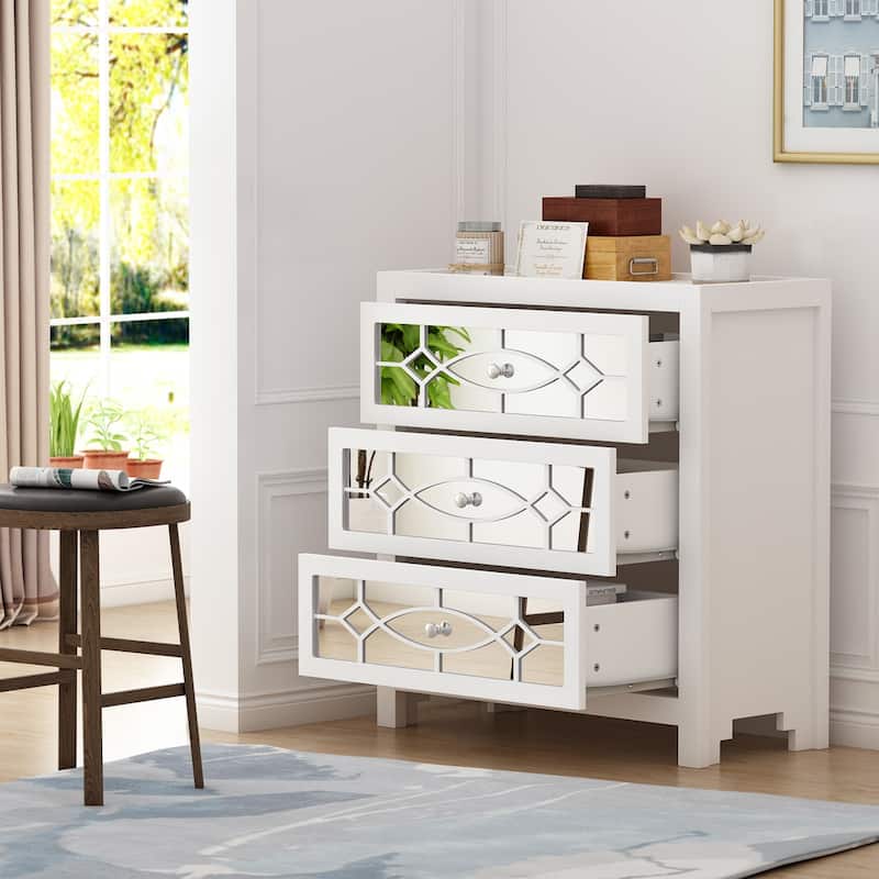 Timechee Nightstand Bedside Table Mirrored Cutout Chest Beside Table
