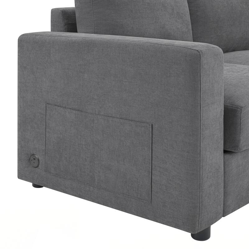 Modern Sectional Sofa 84.6" L-shaped Sofa Couch with a Curved Chaise Lounge