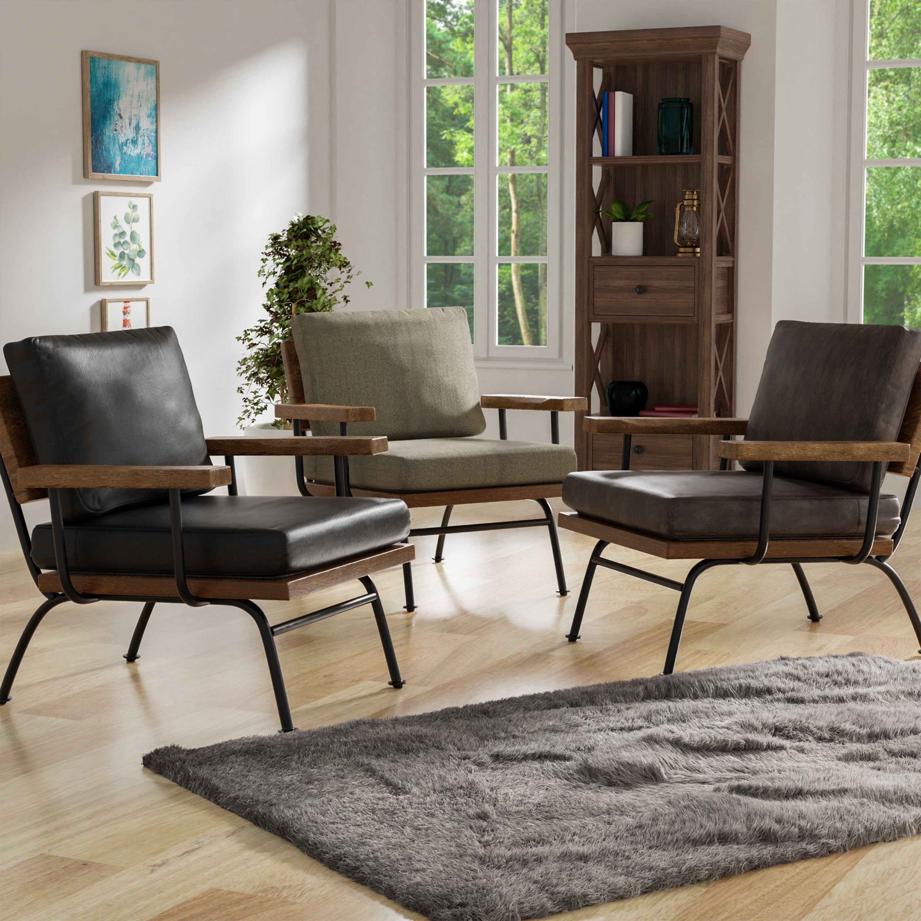 Furniture of America Bice Industrial Accent Chair eBay