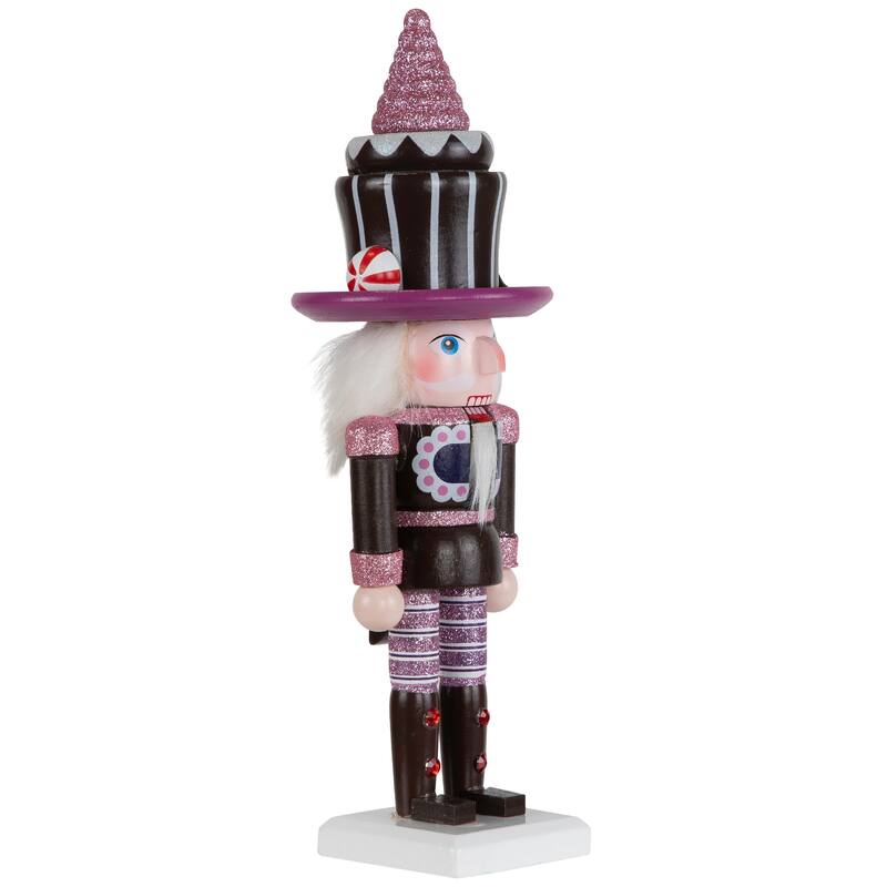 Cupcake Nutcracker Christmas Figure - 10" - Brown and Pink