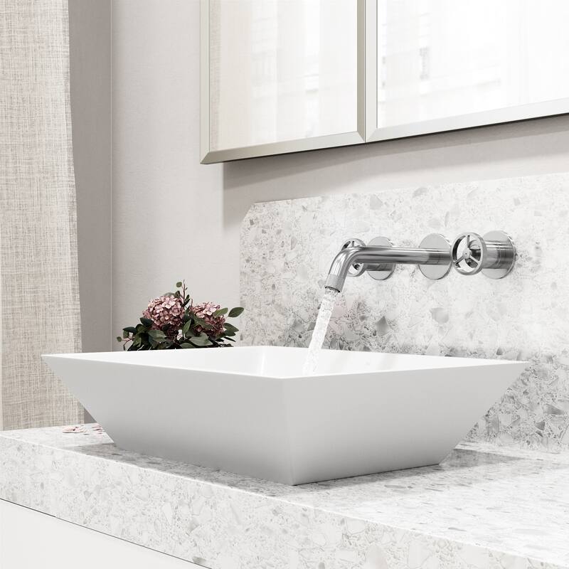 VIGO Cass 3" H 2-Handle Wall Mount Bathroom Faucet