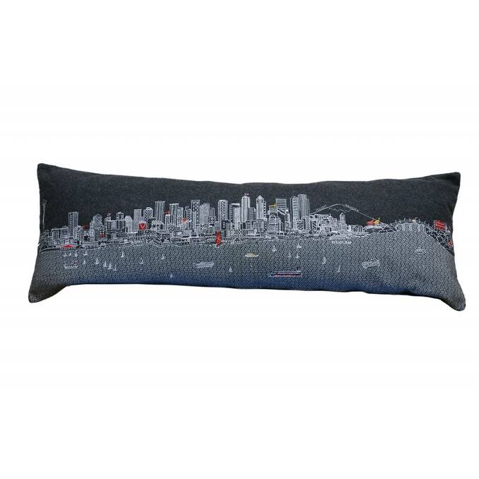 HomeRoots 46" Black Seattle Nighttime Skyline Lumbar Decorative Pillow