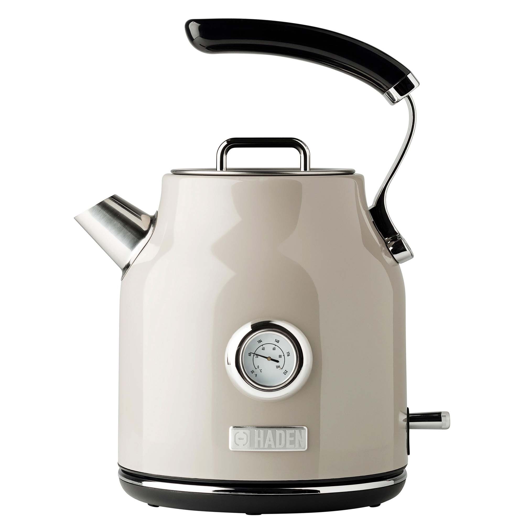 Haden Heritage 1.7 L Stainless Steel Electric Kettle with 2 Slice Toaster, White