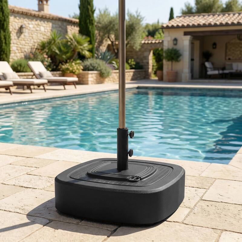 Outsunny Patio Umbrella Base with Wheels, Umbrella Stand with 110 lbs. Sand or 86 lbs. Water Filled
