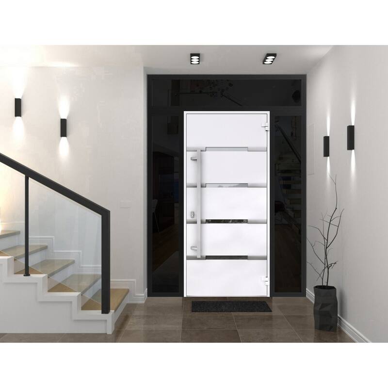 Front Prehung Steel Door 1105 Black Enamel Stainless Inserts W36xH80 Lh I