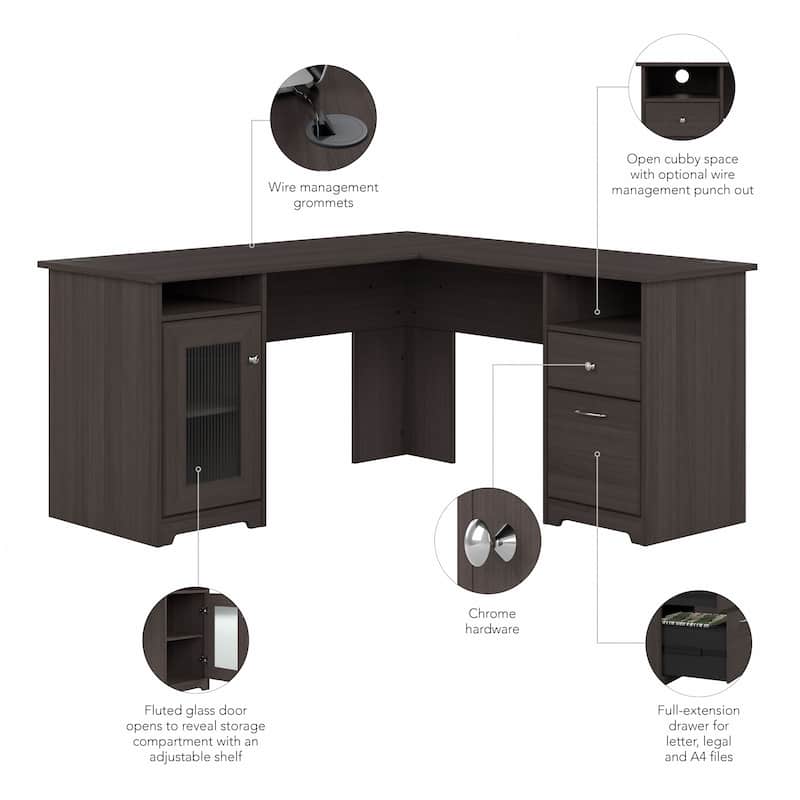 Cabot 60W L Shaped Computer Desk with Storage by Bush Furniture