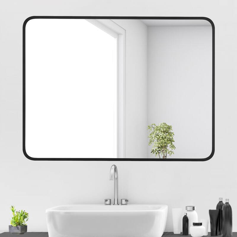 Ledel Modern Rounded Rectangular Metal Framed Bathroom Vanity Mirror - 30"x40"