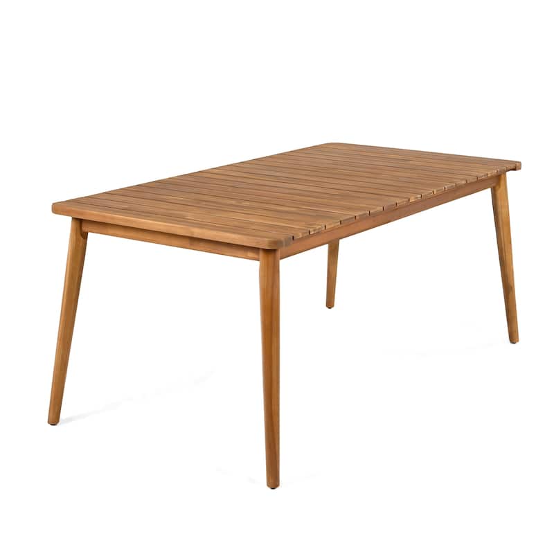 Wood Dining Table 8-Person Outdoor Table, Farmhouse Furniture for Patio, Garden, Backyard, Teak 180 LBS Weight Capacity 72"L