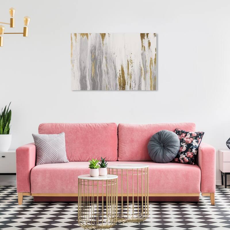 Wynwood Studio Prints Abstract Golden Cavern White and Metallic Gold Modern & Contemporary Wall Art Canvas Print - 24 x 36