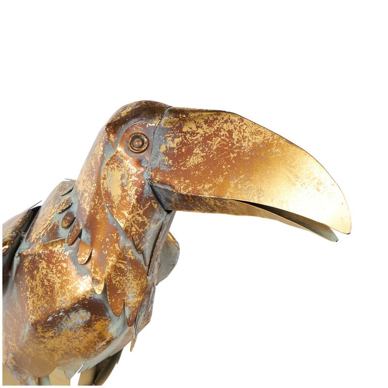 Bronze Metal Patina Parrot Decorative Garden Sculpture with Branch Stand