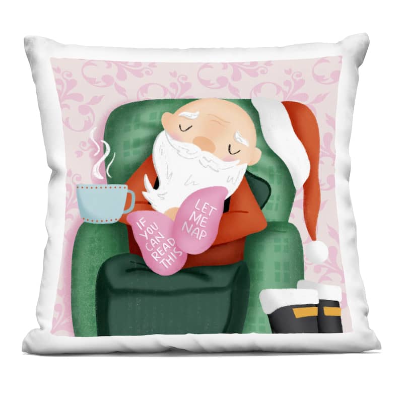 Stupell Cozy Sleeping Santa Claus Decorative Printed Throw Pillow Design by Sarah Hickman - Accent - Polyester - Pink - Single