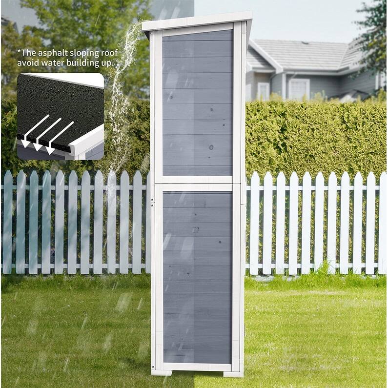 Outdoor Storage Cabinet Shed, Shuttered Doors with Lock, and Waterproof Roof