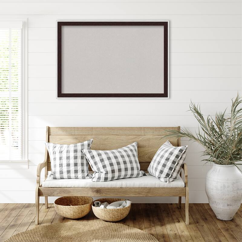 Maya Espresso Silver Framed Cork Board - Bulletin Board, Organization Board, Pin Board