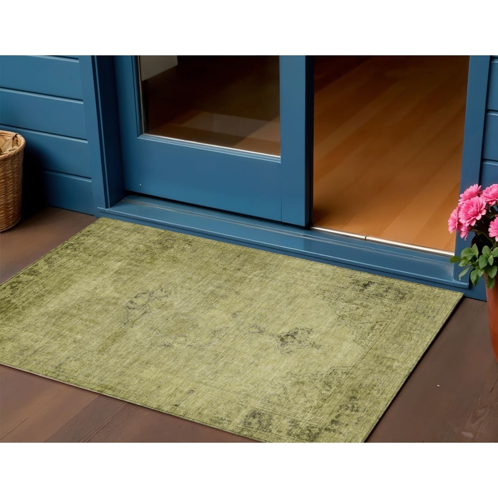 HomeRoots Oriental Traditional Rectangle Outdoor Rug
