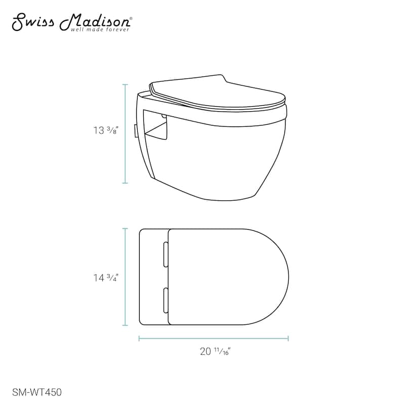 Ivy Wall Hung Elongated Toilet Bowl 0.8/1.28 GPF Dual Flush