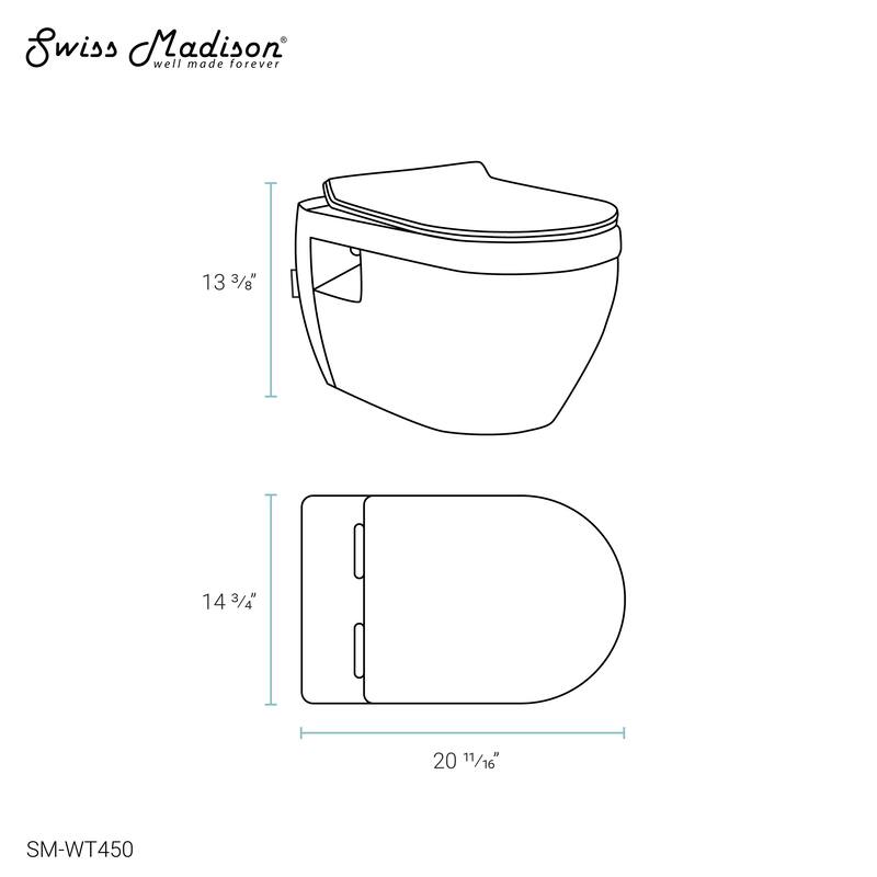Ivy Wall Hung Elongated Toilet Bundle, Glossy White