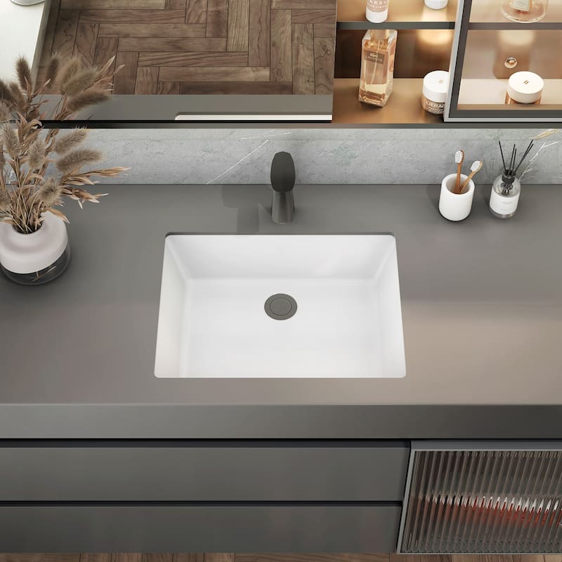 Sinber White Ceramic Bathroom Vanity Undermount Sink