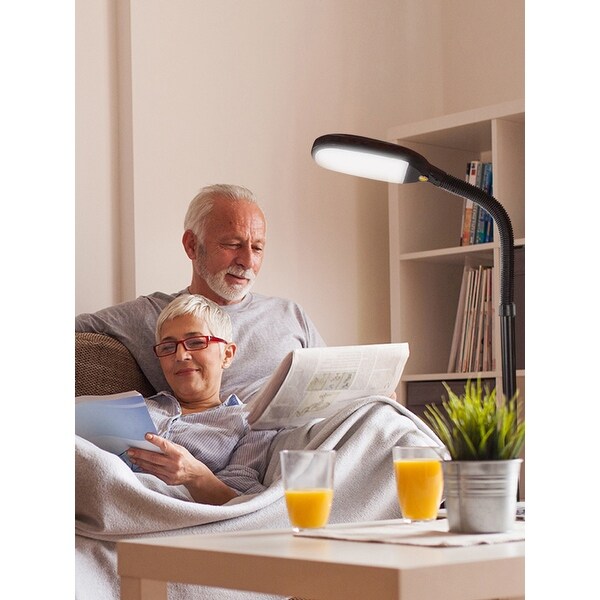 Brightech Litespan LED Floor Lamp Havana Brown On Sale Bed