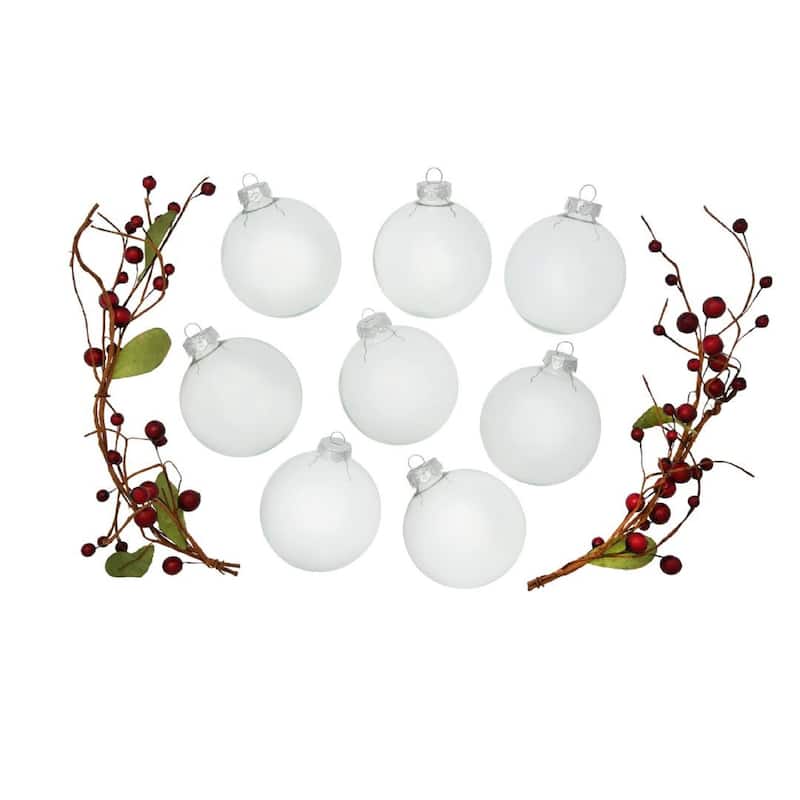 8ct Clear Shiny Transparent Glass Ball Christmas Ornaments 3.25"